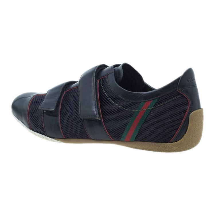 Pre Owned Gucci Black Mesh Velcro Sneakers Size 43.5