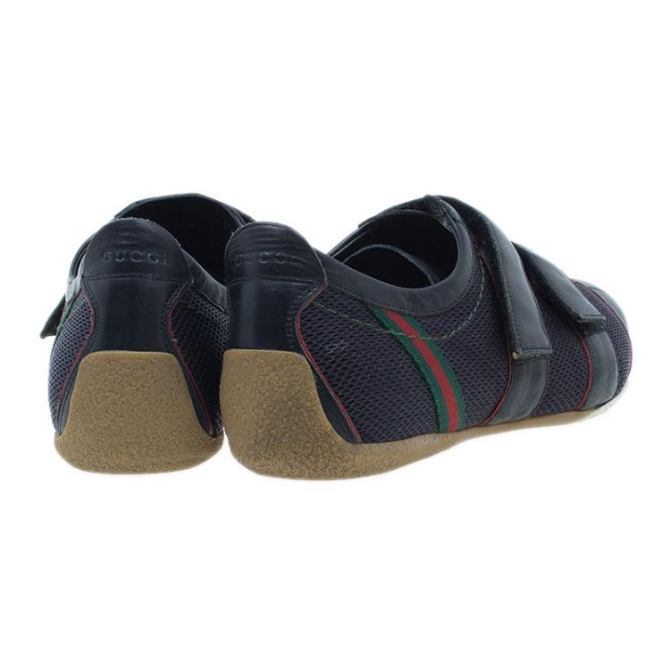 Pre Owned Gucci Black Mesh Velcro Sneakers Size 43.5