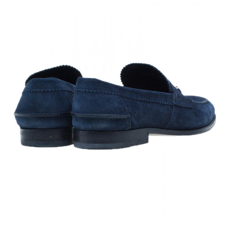 Pre Owned Gucci Blue Suede Loafers Size 42.5