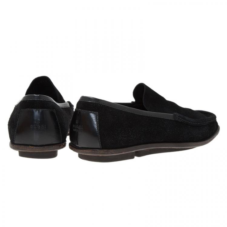 Pre Owned Gucci Black Suede Loafers Size 42