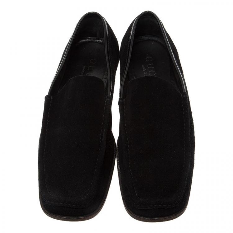 Pre Owned Gucci Black Suede Loafers Size 42