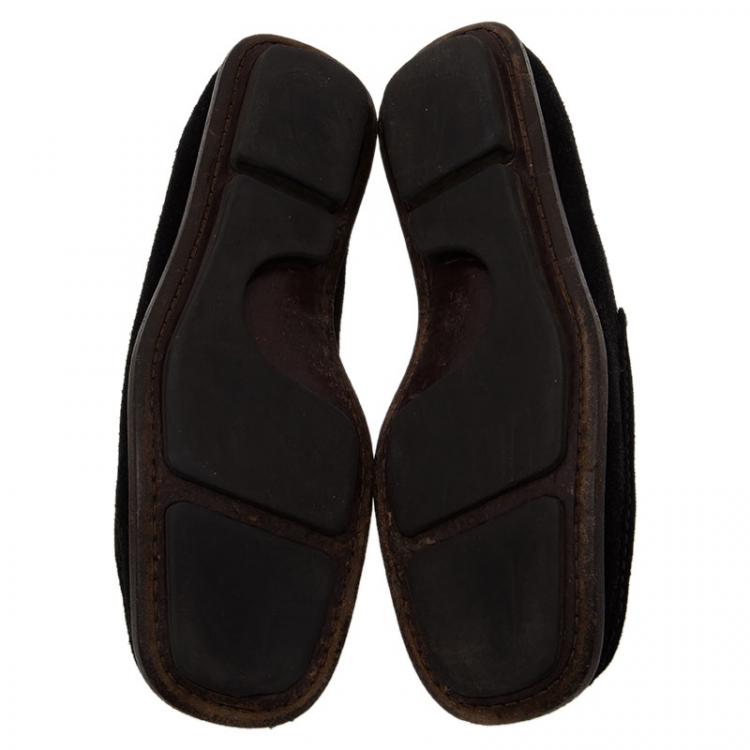 Pre Owned Gucci Black Suede Loafers Size 42