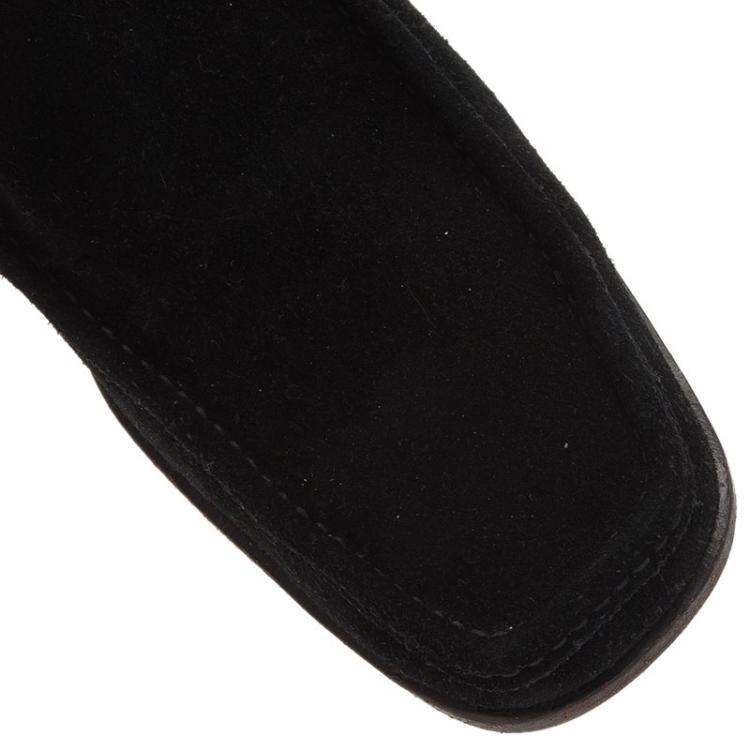 Pre Owned Gucci Black Suede Loafers Size 42