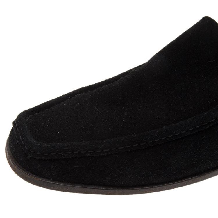 Pre Owned Gucci Black Suede Loafers Size 42