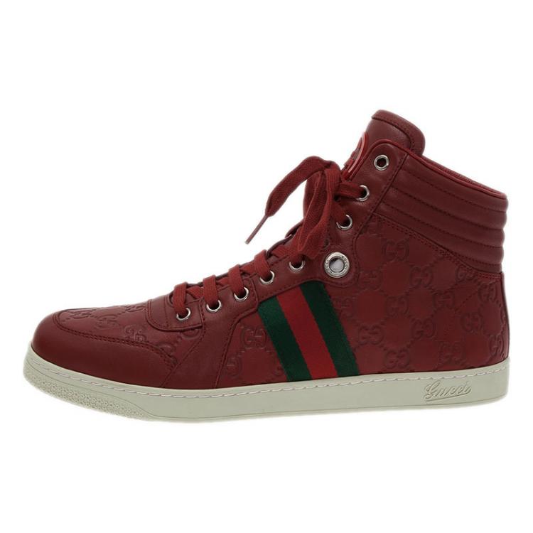 Gucci Red Guccissima Leather Web Detail High Top Sneakers Size  Gucci |  TLC