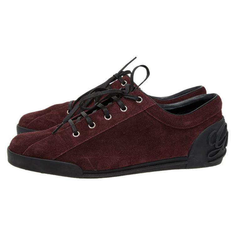 Pre Owned Gucci Burgundy Suede Sneakers Size 43.5