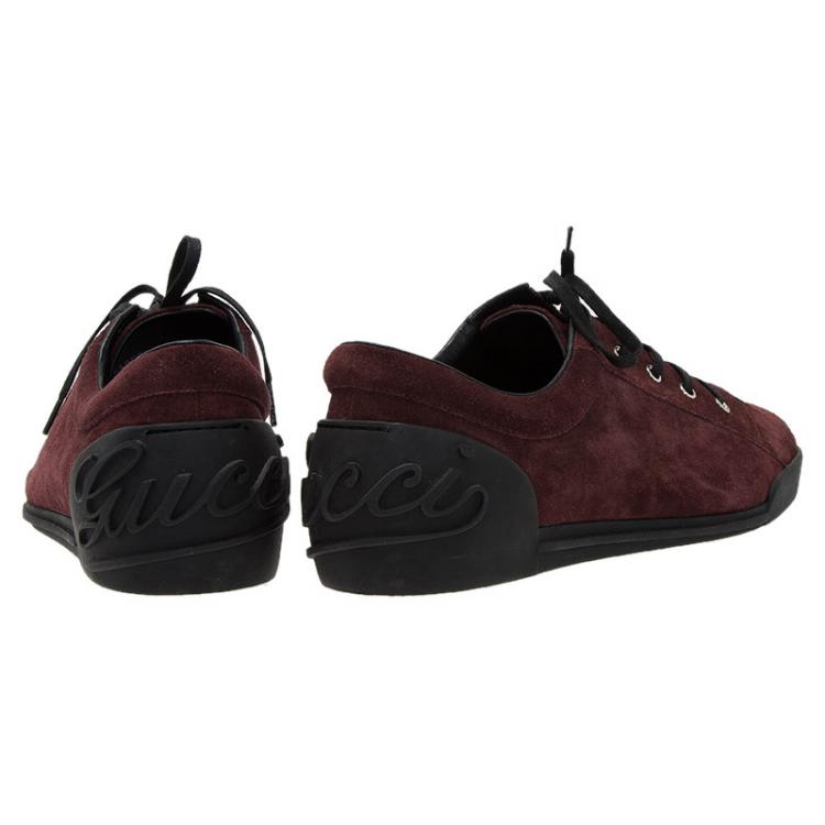 Pre Owned Gucci Burgundy Suede Sneakers Size 43.5