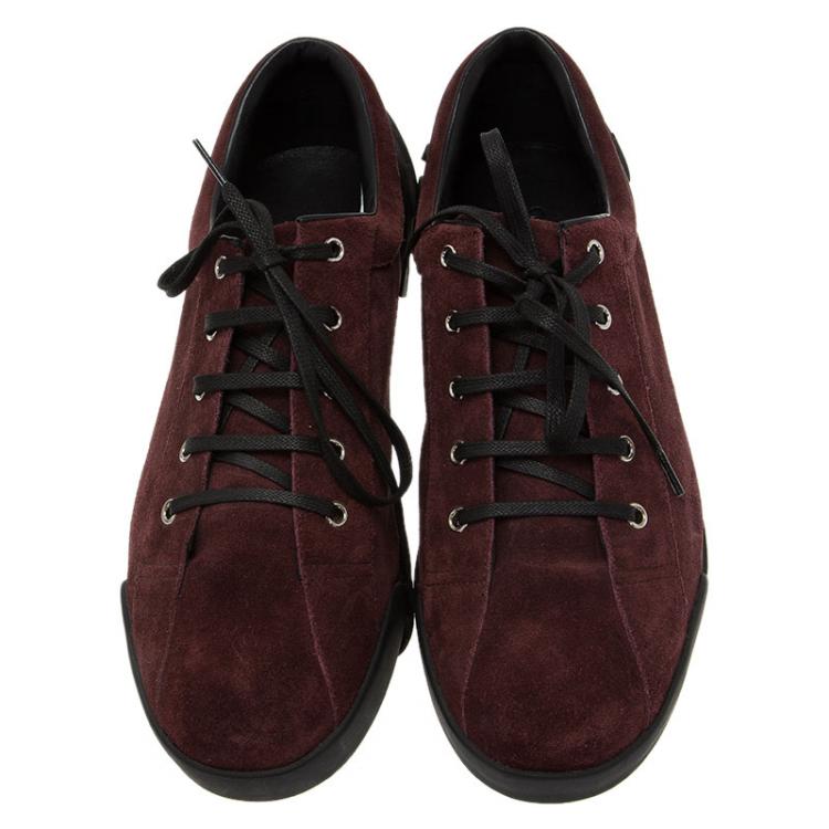 Pre Owned Gucci Burgundy Suede Sneakers Size 43.5