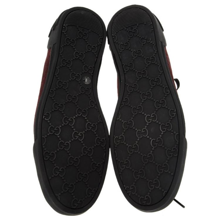 Pre Owned Gucci Burgundy Suede Sneakers Size 43.5