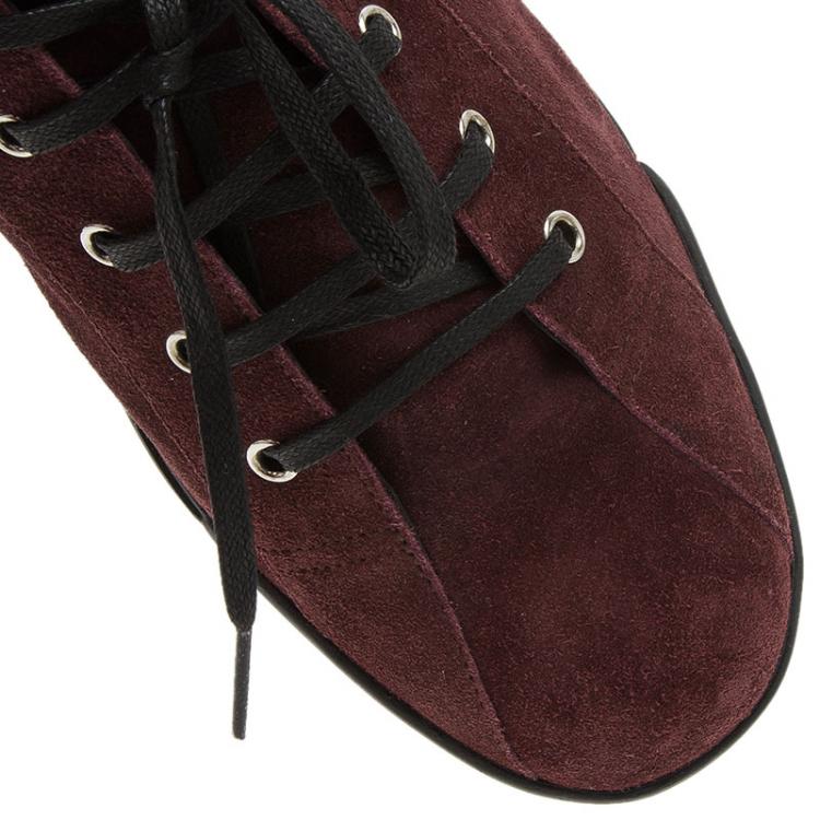 Pre Owned Gucci Burgundy Suede Sneakers Size 43.5