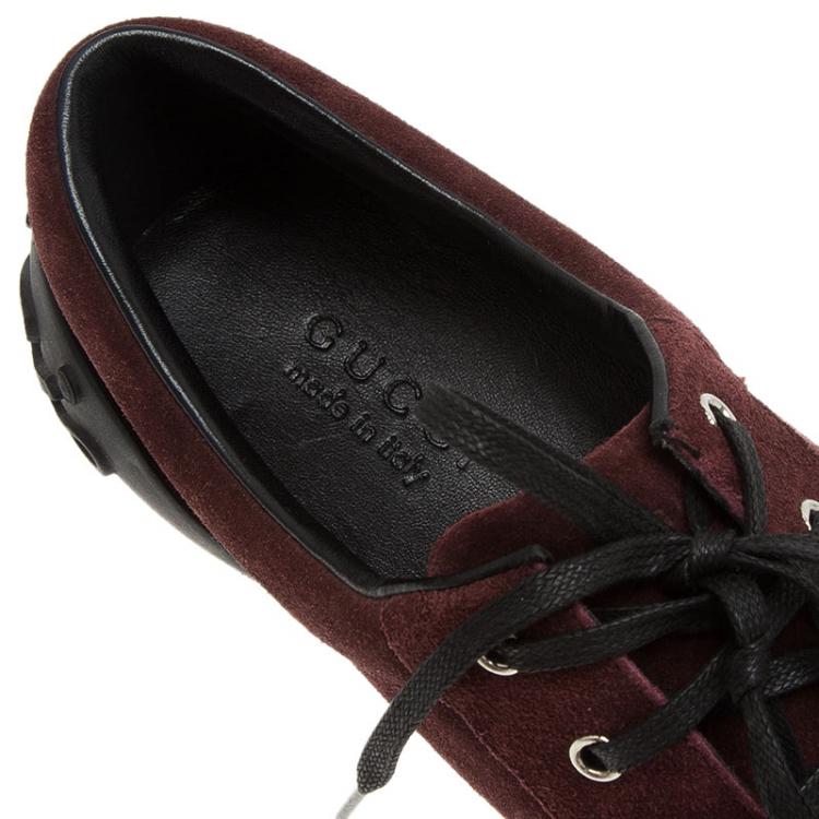 Pre Owned Gucci Burgundy Suede Sneakers Size 43.5