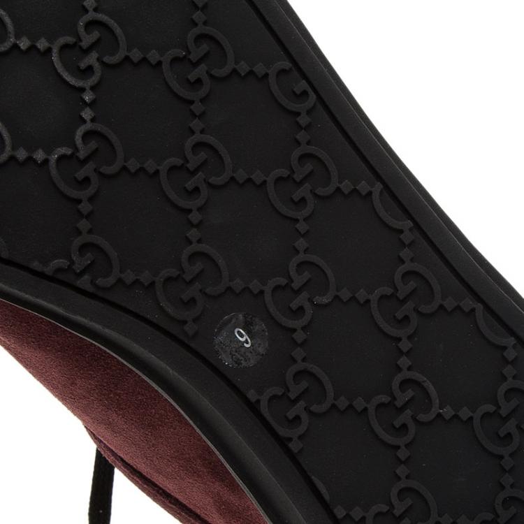 Pre Owned Gucci Burgundy Suede Sneakers Size 43.5