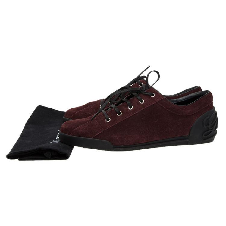 Pre Owned Gucci Burgundy Suede Sneakers Size 43.5