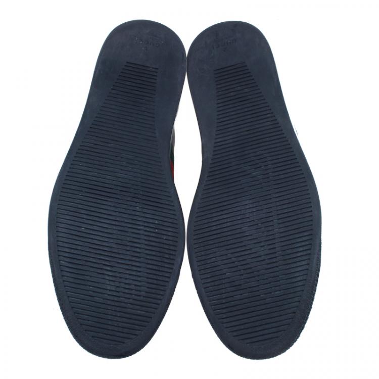 Pre Owned Gucci Green Leather Web Detail Sneakers Size 42