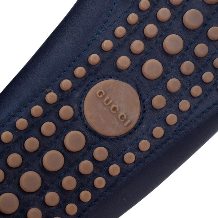 Pre Owned Gucci Blue Leather Horsebit Loafers Size 42.5