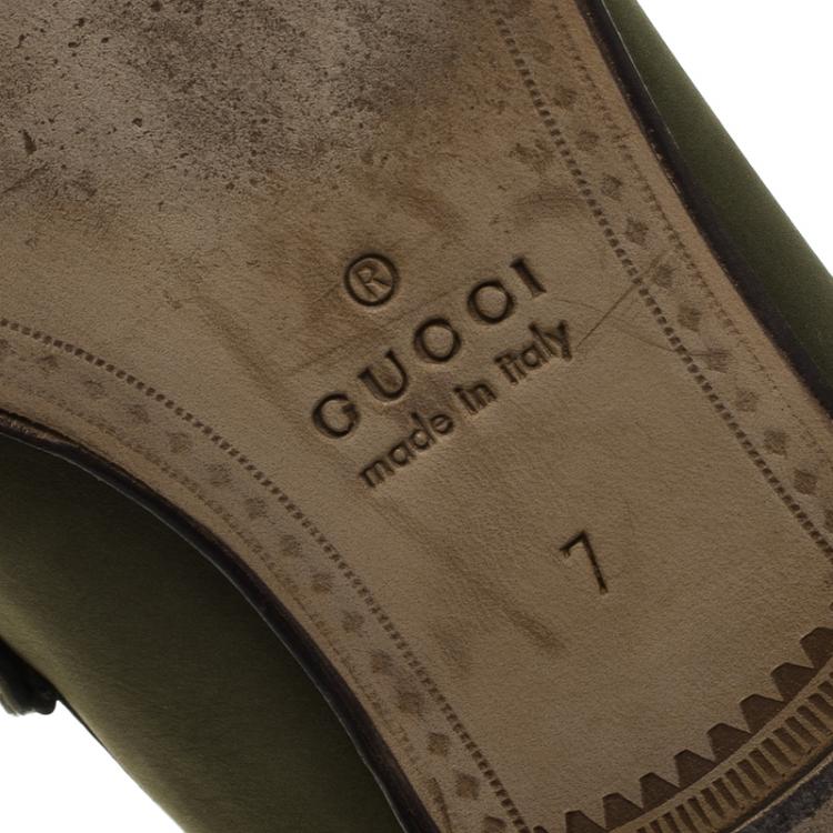Pre Owned Gucci Green Nubuck Horsebit 1953 Loafers Size 39.5