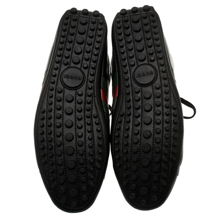 Pre Owned Gucci Black Leather Sneakers Size 42.5