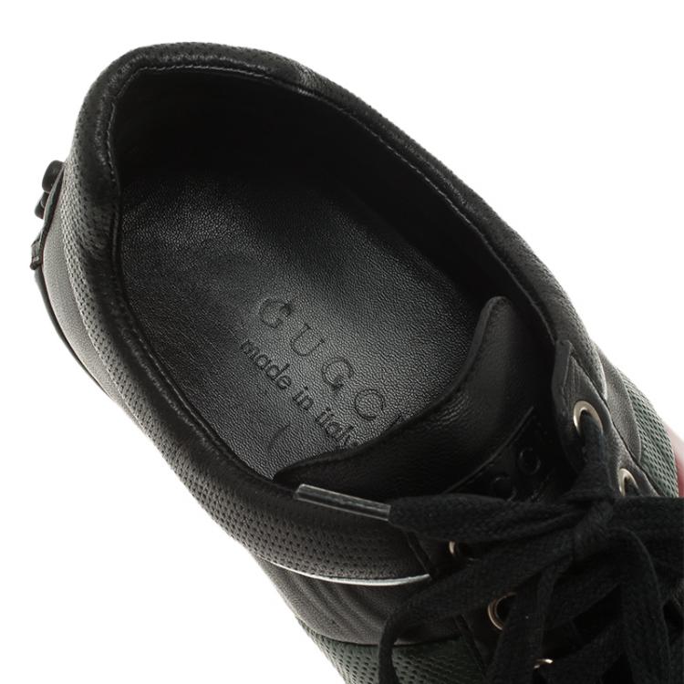 Pre Owned Gucci Black Leather Sneakers Size 42.5