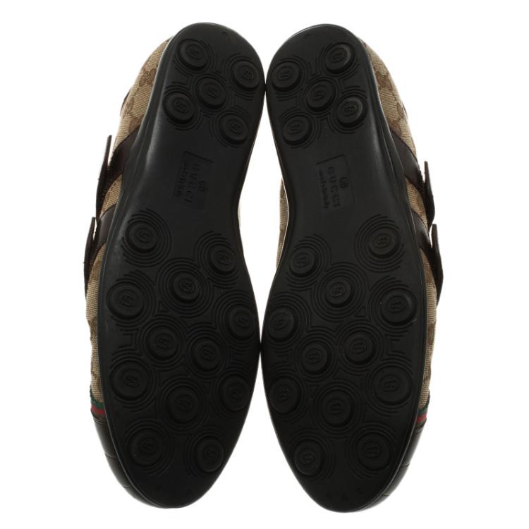 Pre Owned Gucci Brown Guccissima Canvas and Leather Velcro Sneakers Size 42.5