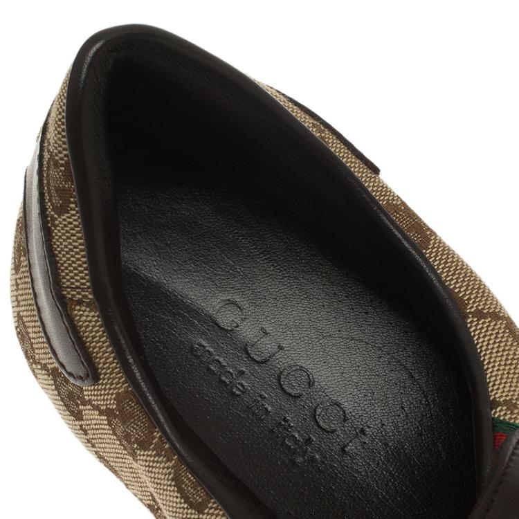 Pre Owned Gucci Brown Guccissima Canvas and Leather Velcro Sneakers Size 42.5