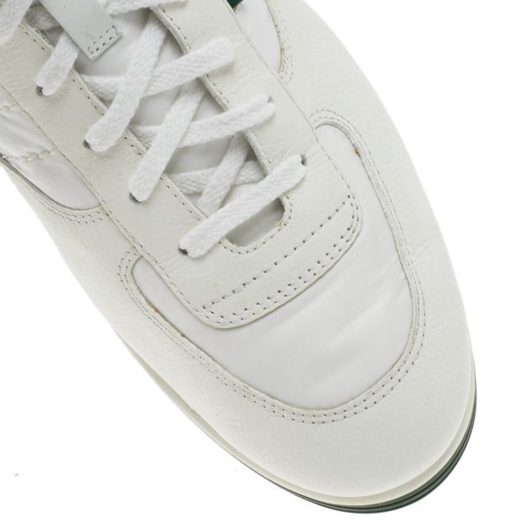 Pre Owned Gucci White Leather and Fabric  High Top Sneakers Size 44