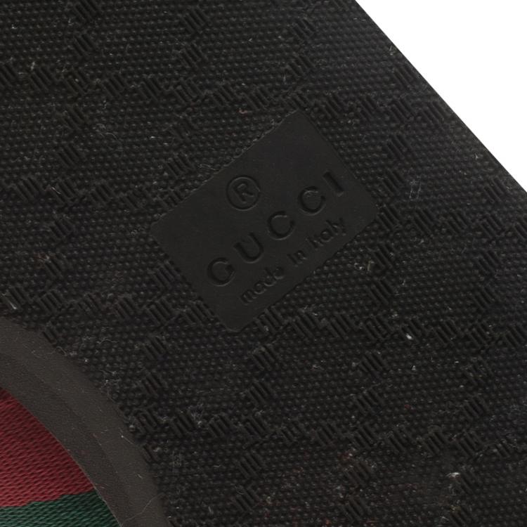 Pre Owned Gucci Beige Canvas and Suede Guccisima Web Detail Sneakers Size 43.5