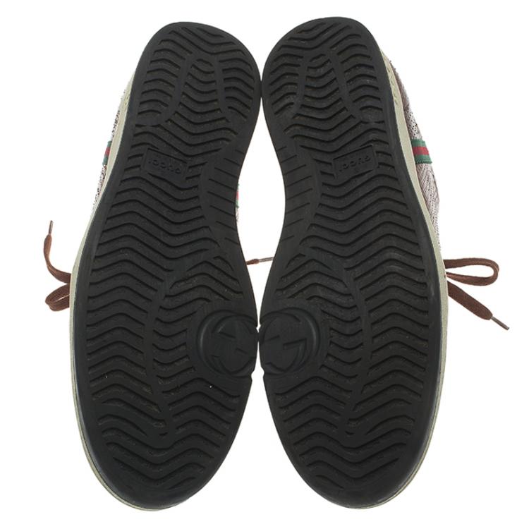 Pre Owned Gucci Brown Python Web Detail Sneakers Size 44