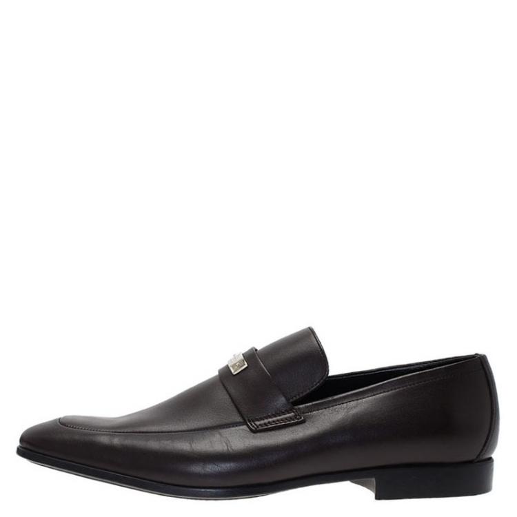 Pre Owned Gucci Brown Leather Loafers Size 42.5