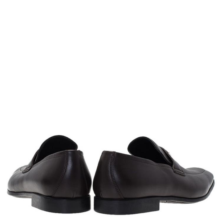 Pre Owned Gucci Brown Leather Loafers Size 42.5
