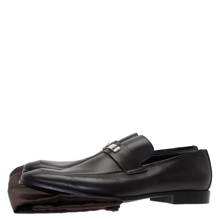 Pre Owned Gucci Brown Leather Loafers Size 42.5