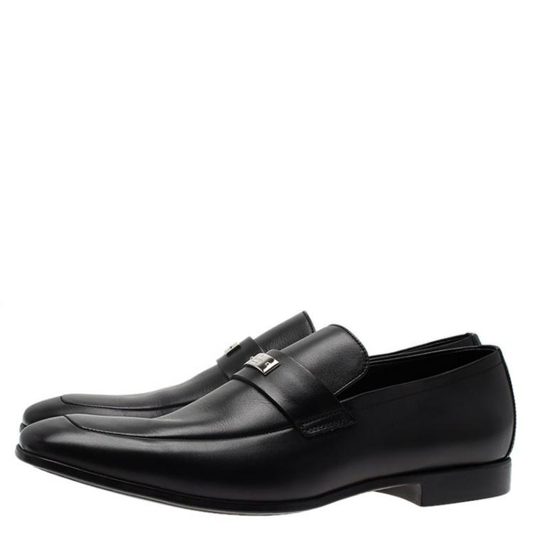 Pre Owned Gucci Black Leather Loafers Size 42.5