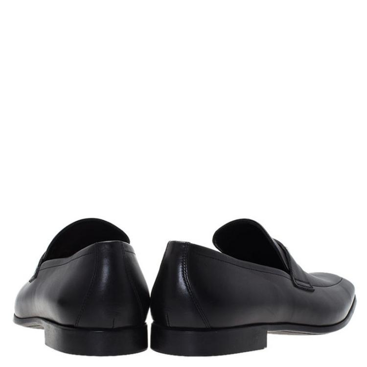 Pre Owned Gucci Black Leather Loafers Size 42.5