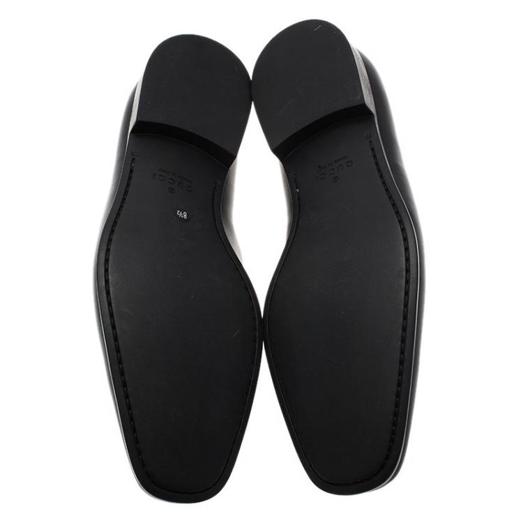 Pre Owned Gucci Black Leather Loafers Size 42.5
