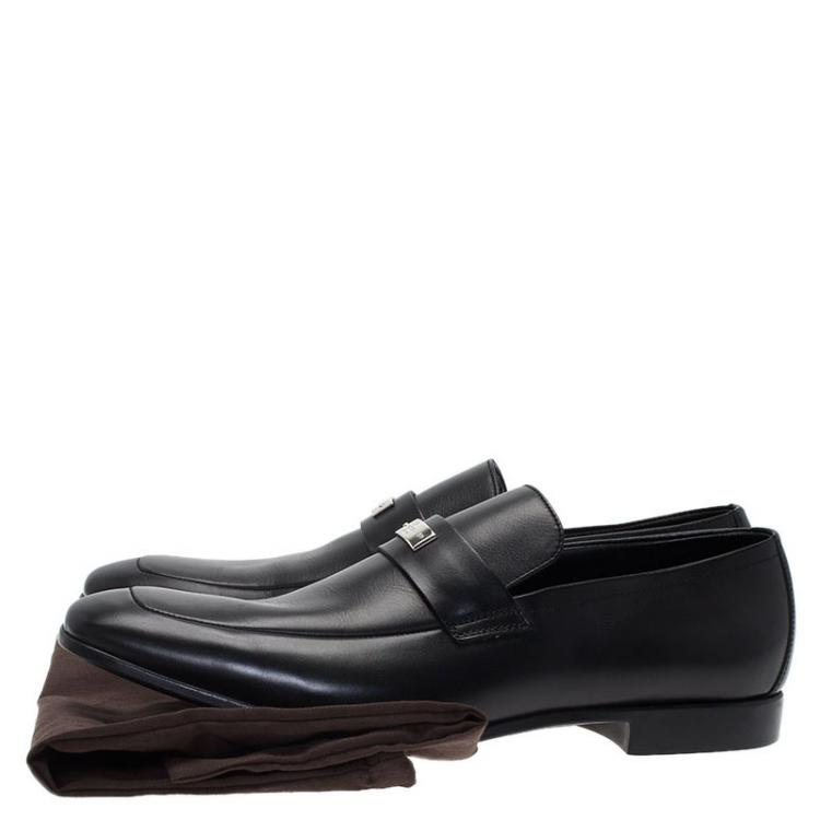 Pre Owned Gucci Black Leather Loafers Size 42.5