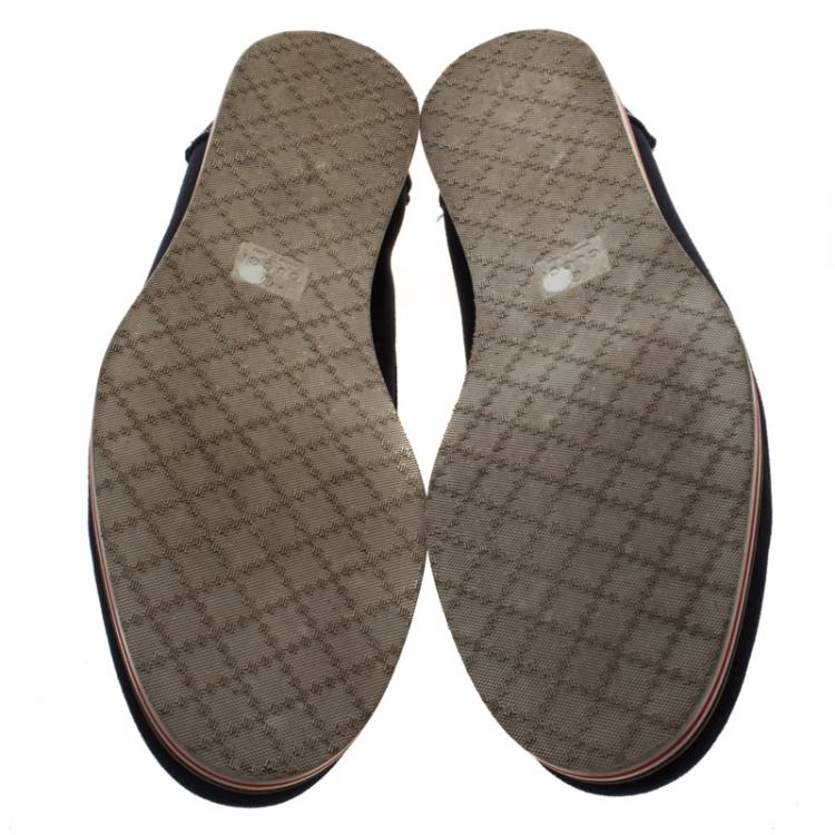 Pre Owned Gucci Blue Canvas Boat Loafers Size 43.5