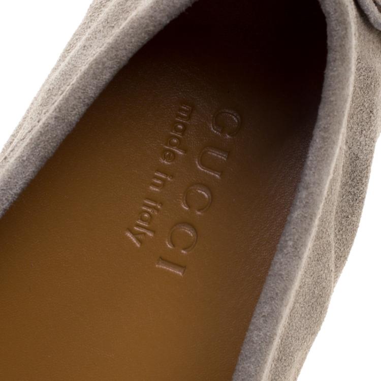 Pre Owned Gucci Grey Suede Bit Loafers Size 43.5