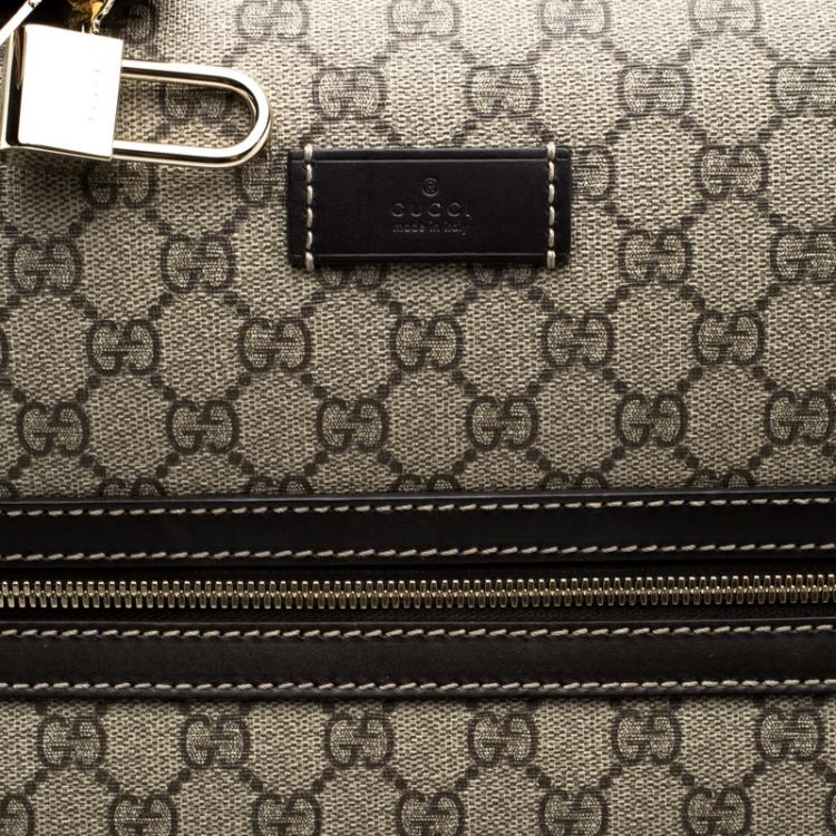 Pre Owned Gucci Beige/Ebony GG Supreme Canvas Medium Four Wheel Carry-On Suitcase 