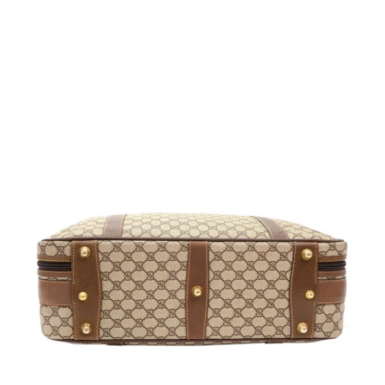 Pre Owned Gucci Dark Brown Monogram Canvas Travel Suitcase