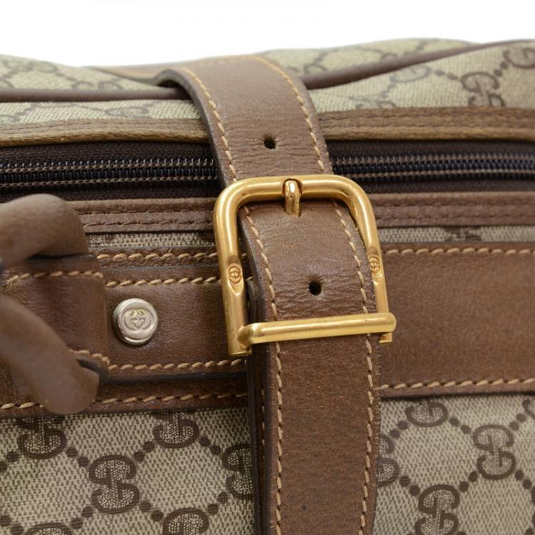 Pre Owned Gucci Dark Brown Monogram Canvas Travel Suitcase