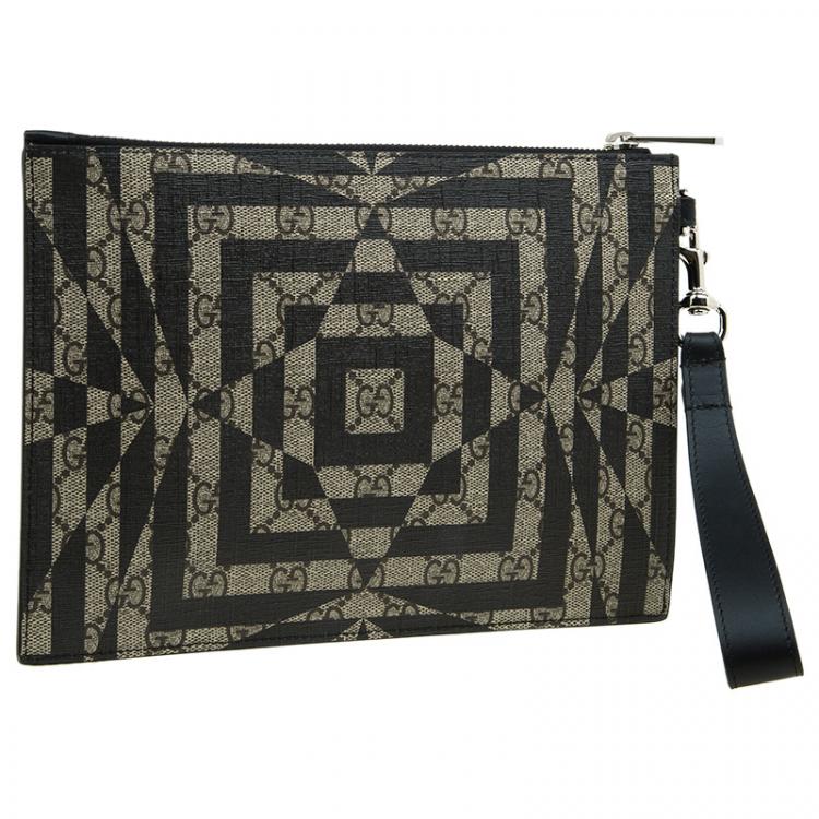 Pre Owned Gucci Brown GG Coated Canvas Caleido Strap Pouch