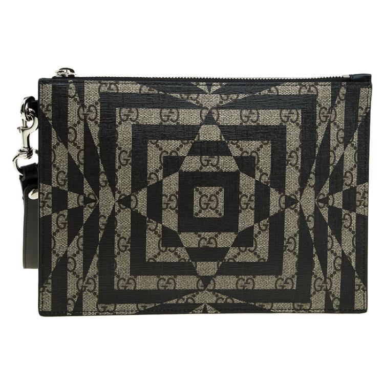 Pre Owned Gucci Brown GG Coated Canvas Caleido Strap Pouch