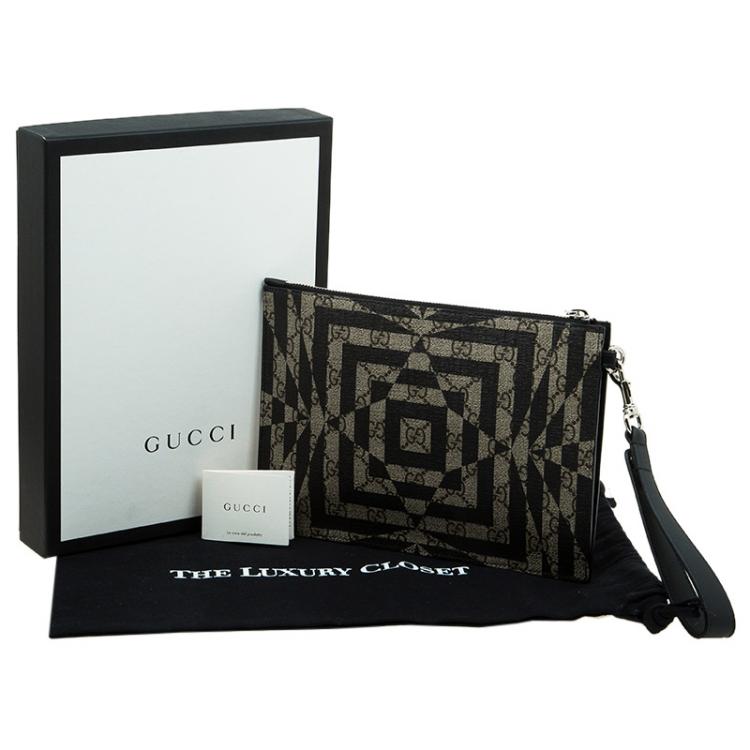 Pre Owned Gucci Brown GG Coated Canvas Caleido Strap Pouch