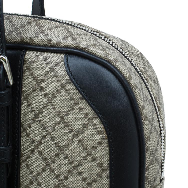 Pre Owned Gucci Beige/Black Diamante Canvas and Leather Briefcase