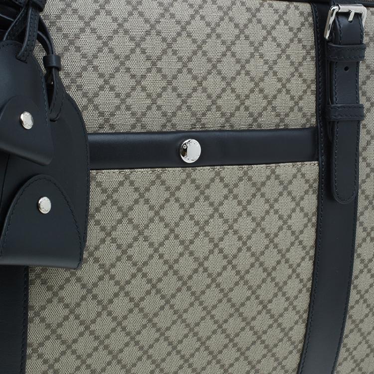 Pre Owned Gucci Beige/Black Diamante Canvas and Leather Briefcase