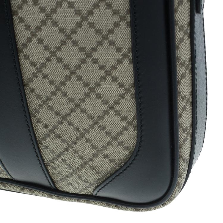 Pre Owned Gucci Beige/Black Diamante Canvas and Leather Briefcase
