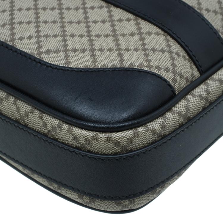 Pre Owned Gucci Beige/Black Diamante Canvas and Leather Briefcase