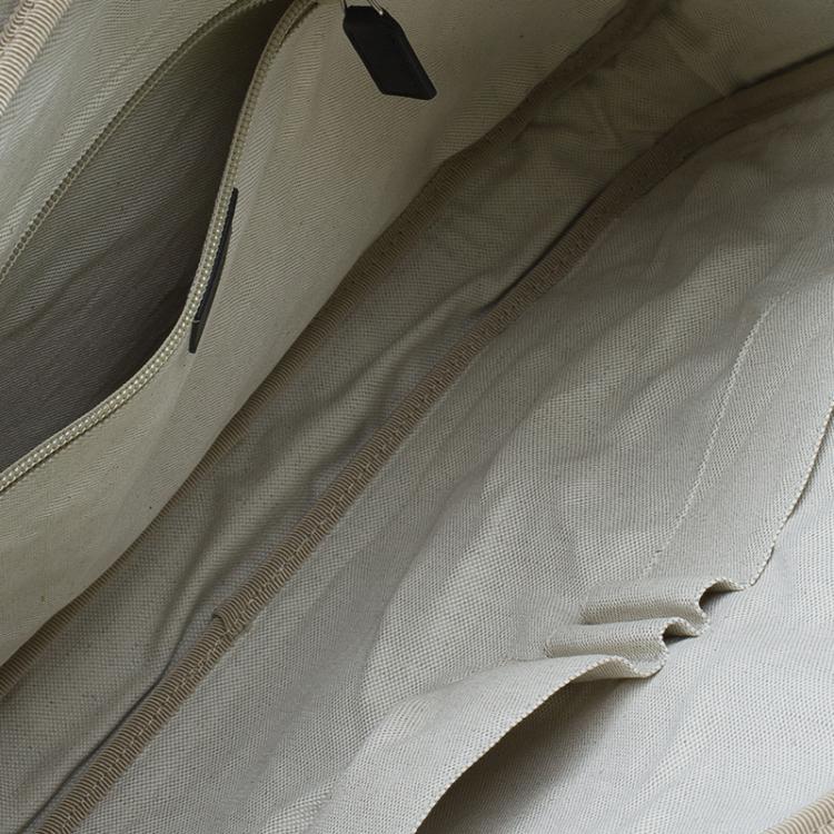 Pre Owned Gucci Beige/Black Diamante Canvas and Leather Briefcase