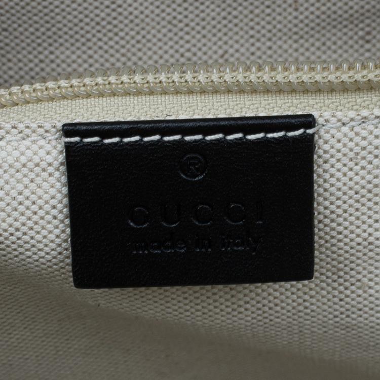 Pre Owned Gucci Beige/Black Diamante Canvas and Leather Briefcase
