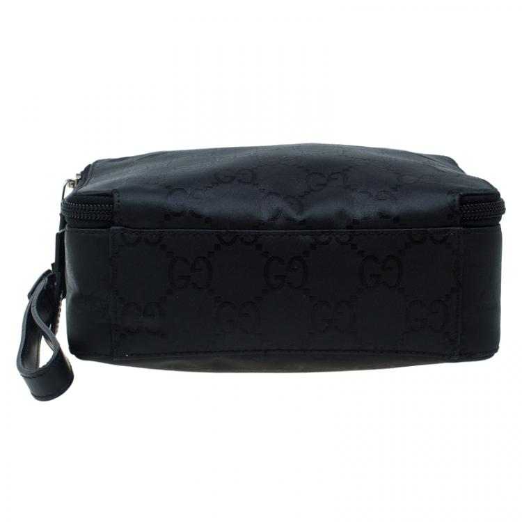Pre Owned Gucci Black GG Nylon Pouch Bag