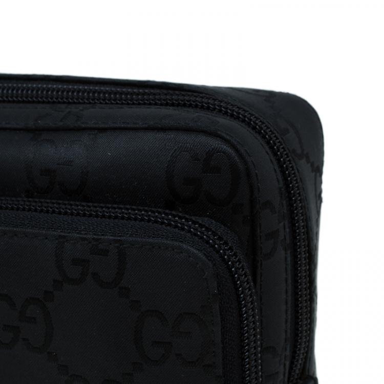 Pre Owned Gucci Black GG Nylon Pouch Bag
